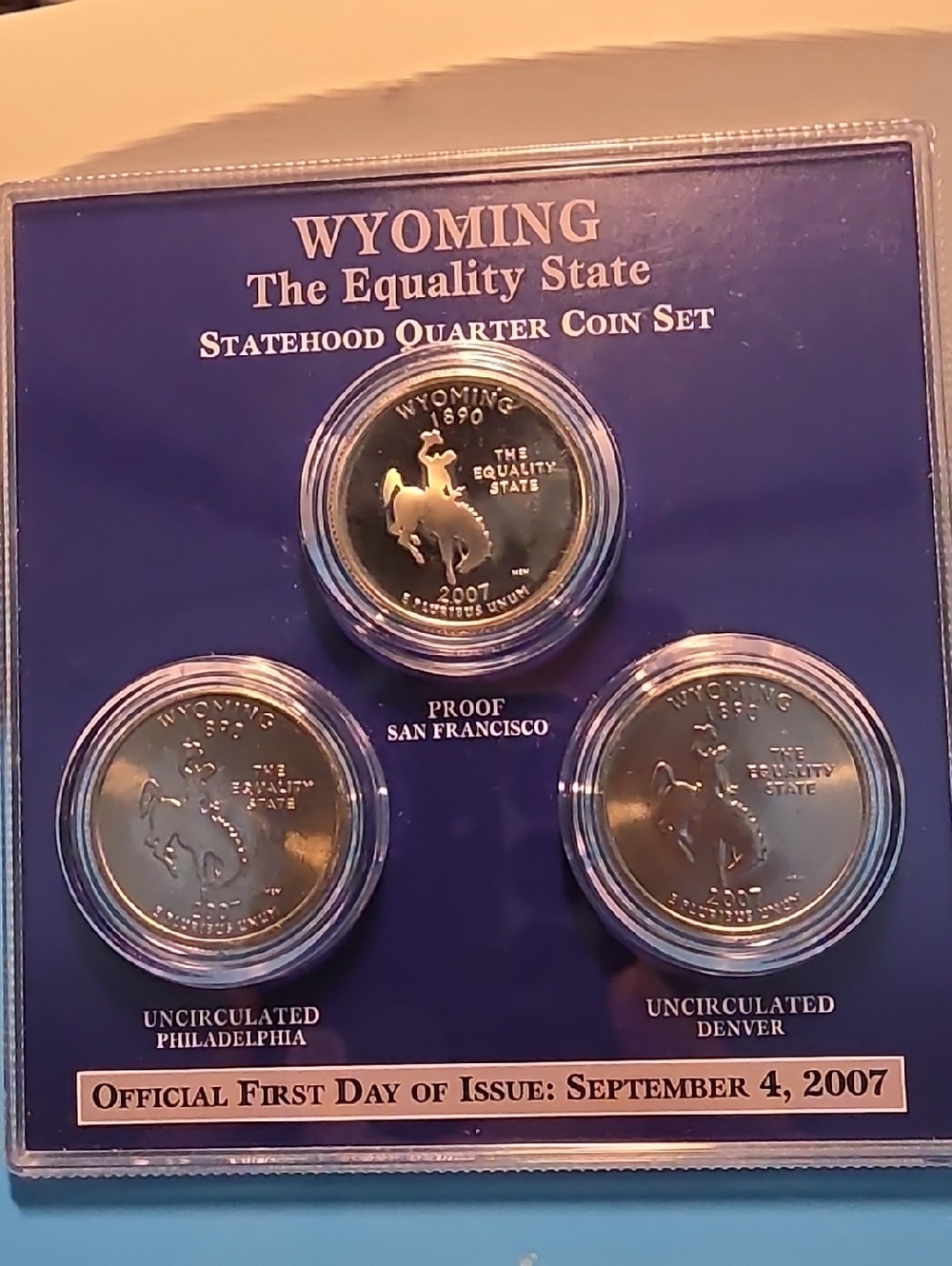Wyoming Statehood Quarter Coin Set - Blue Presentation
